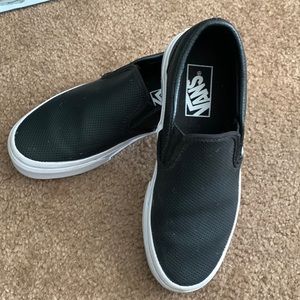 Leather perforated slip on vans. Worn once.